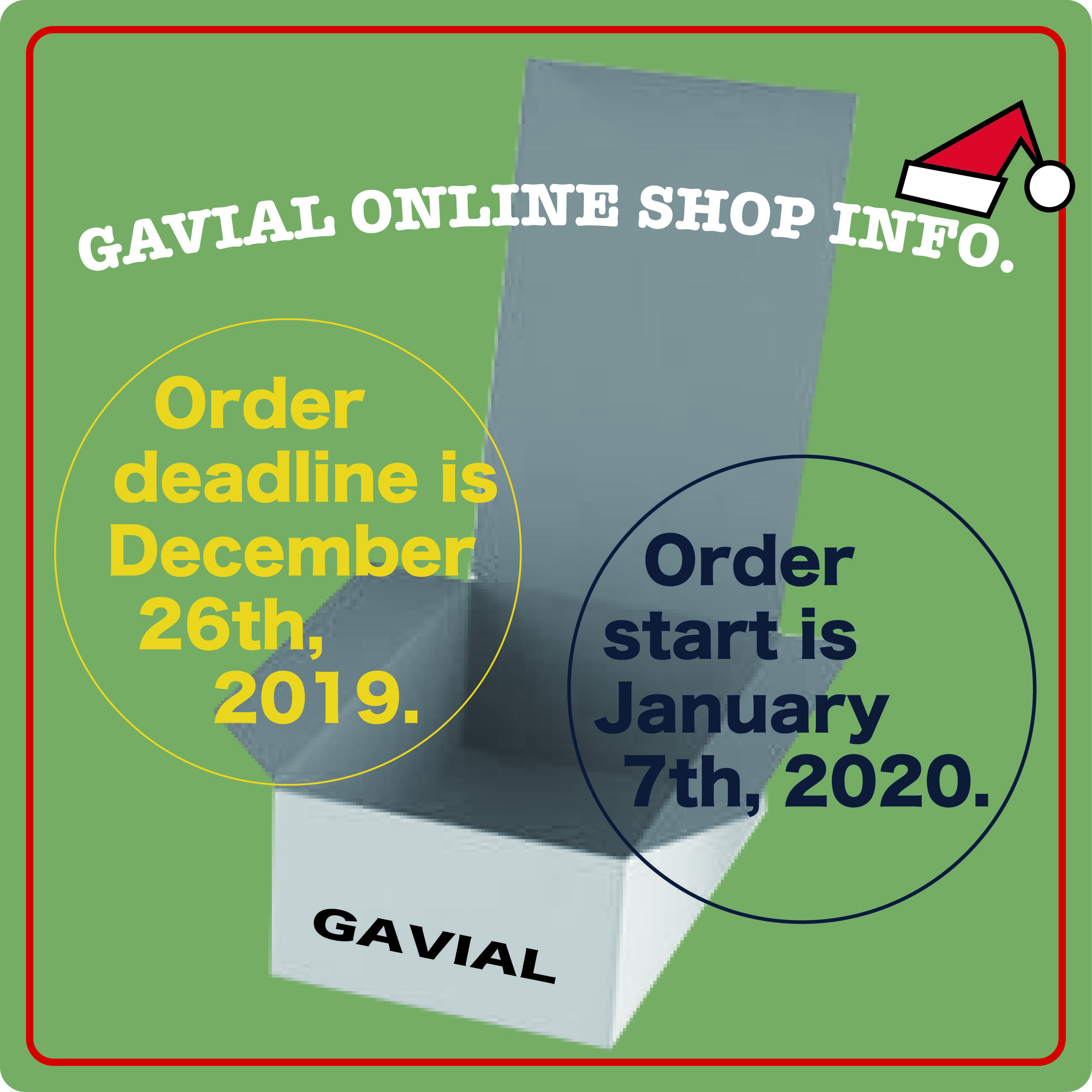 GAVIAL ONLINE SHOP 2019年末年始 営業のお知らせ